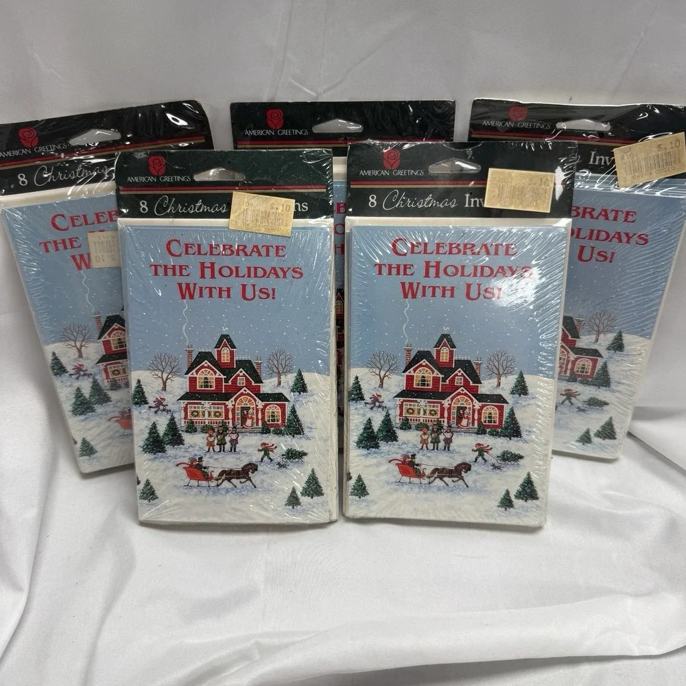 Lot 5 Vintage American Greetings Celebrate‎ The Holidays With Us! 40 Invitations